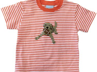 The Smiley Crab Orange Stripe Football Dog Shirt