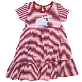 The Smiley Crab Red Stripe Bulldog Tiered Dress