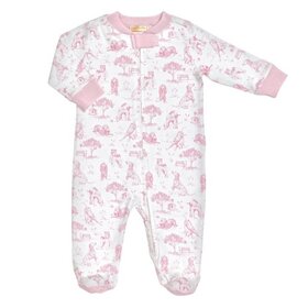 Baby Club Chic Pink Barking Bliss Zip Footie