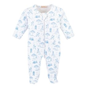 Baby Club Chic Blue Barking Bliss Zip Footie