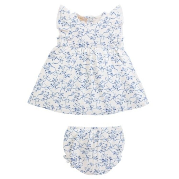 Baby Club Chic Blue Toile Ruffle Dress