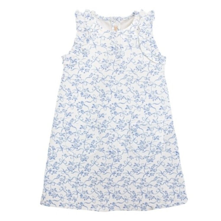 Baby Club Chic Blue Toile Ruffle Dress