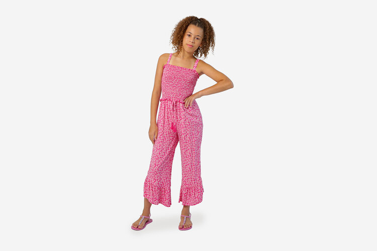 Joyous & Free Pink Hibiscus Ditsy Sunset Romper