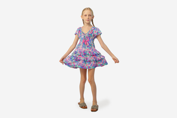 Joyous & Free Blue Tropical Sylvia Dress