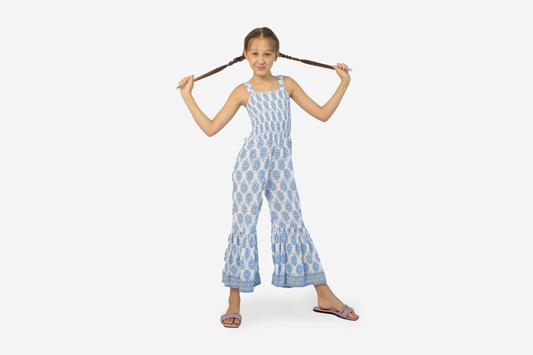 Joyous & Free Blue Border Taylor Jumpsuit