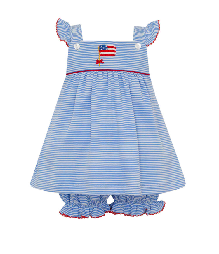 Petit Bebe Blue Stripe Flag Bloomer Set