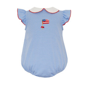 Petit Bebe Blue Stripe Ruffle Flag Bubble