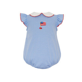 Petit Bebe Blue Stripe Ruffle Flag Bubble