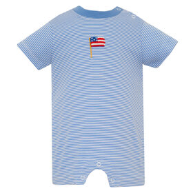 Petit Bebe Blue Stripe Flag Romper