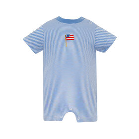 Petit Bebe Blue Stripe Flag Romper