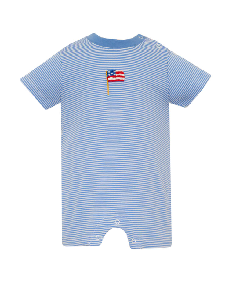 Petit Bebe Blue Stripe Flag Romper