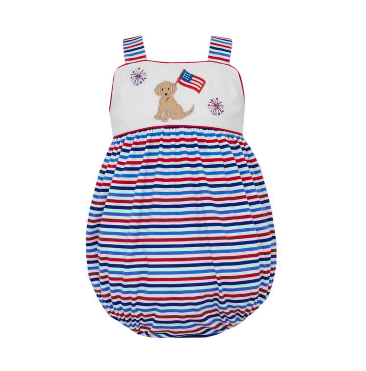 Claire & Charlie Patriotic Stripe Dog w/ Flag Bubble