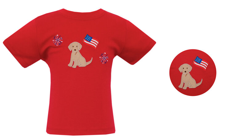 Claire & Charlie Red Dog w/Flag Shirt