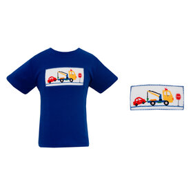 Anavini Royal Blue Smocked Tow Truck Shirt