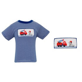 Anavini Navy Stripe Smocked Firetruck Shirt
