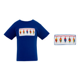 Anavini Royal Blue Smocked Fishing Lures Shirt