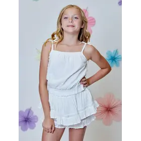 Design History White Swiss Dot Tie Shoulder Top