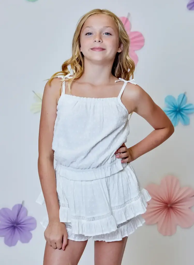 Design History White Swiss Dot Tiered Skort
