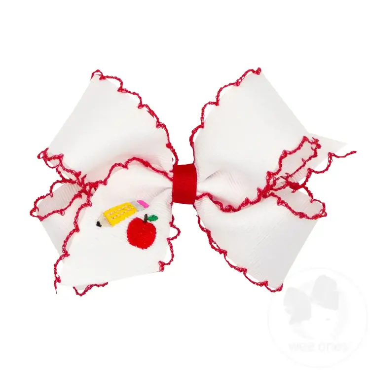 Wee Ones School Emb Moonstitch Bow
