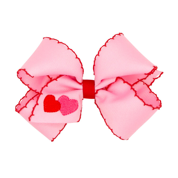 Wee Ones Double Heart Moonstitch Emb Bow