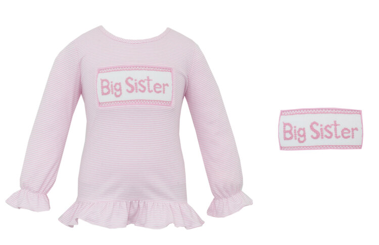 Anavini Long Sleeve Big Sister Pink Tee