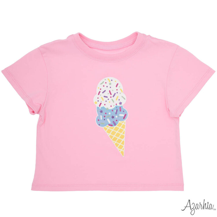 Azarhia Pink Glitter Ice Cream Boxy T-Shirt