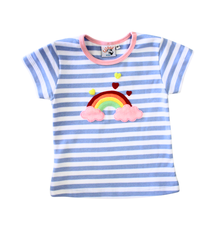 Luigi Kids Blue Stripe Rainbow Shirt
