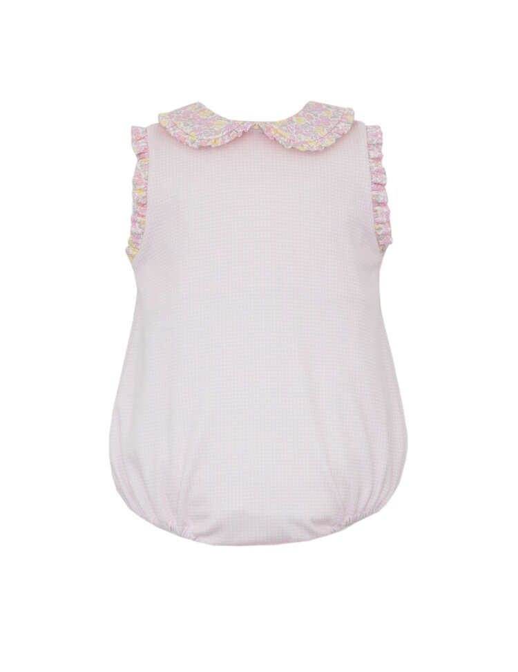Petit Bebe Pink Gingham Floral Bubble