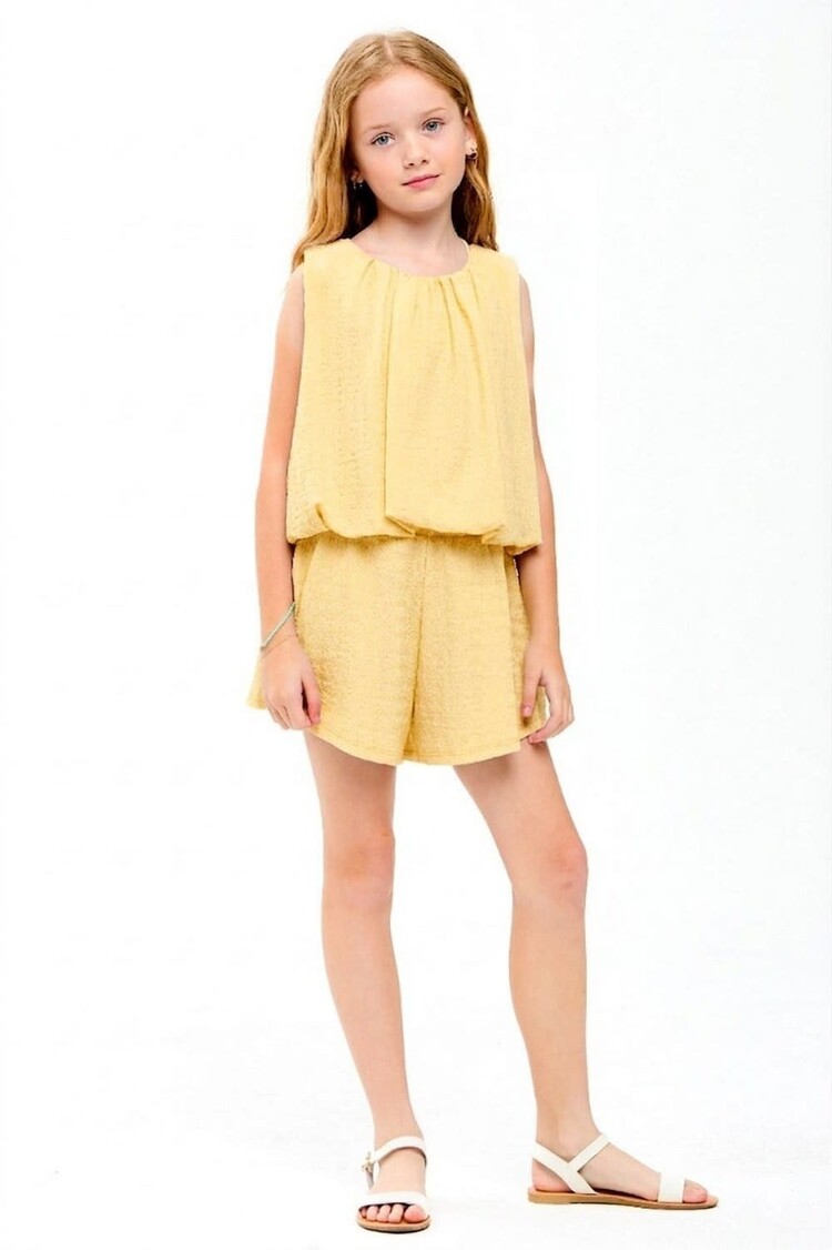 Good Girl Yellow Curly Wrinkled Bubble Top