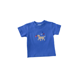 The Smiley Crab Blue Shirt Dog w/Flag & Sparklers