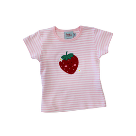 The Smiley Crab Pink Stripe Strawberry Shirt