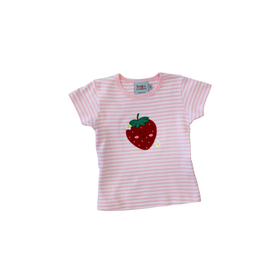 The Smiley Crab Pink Stripe Strawberry Shirt