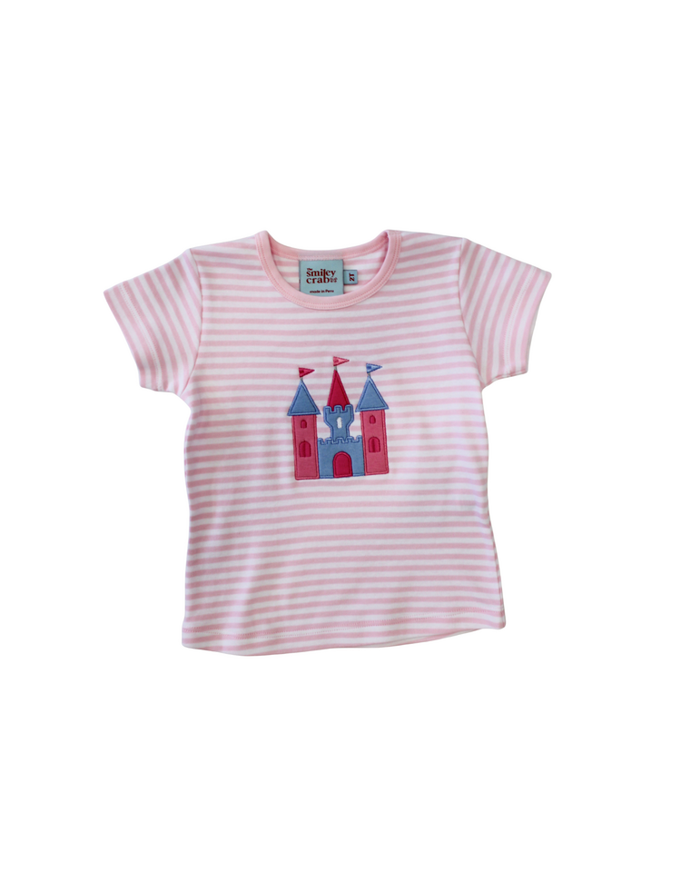 The Smiley Crab Pink Stripe Castle Shirt