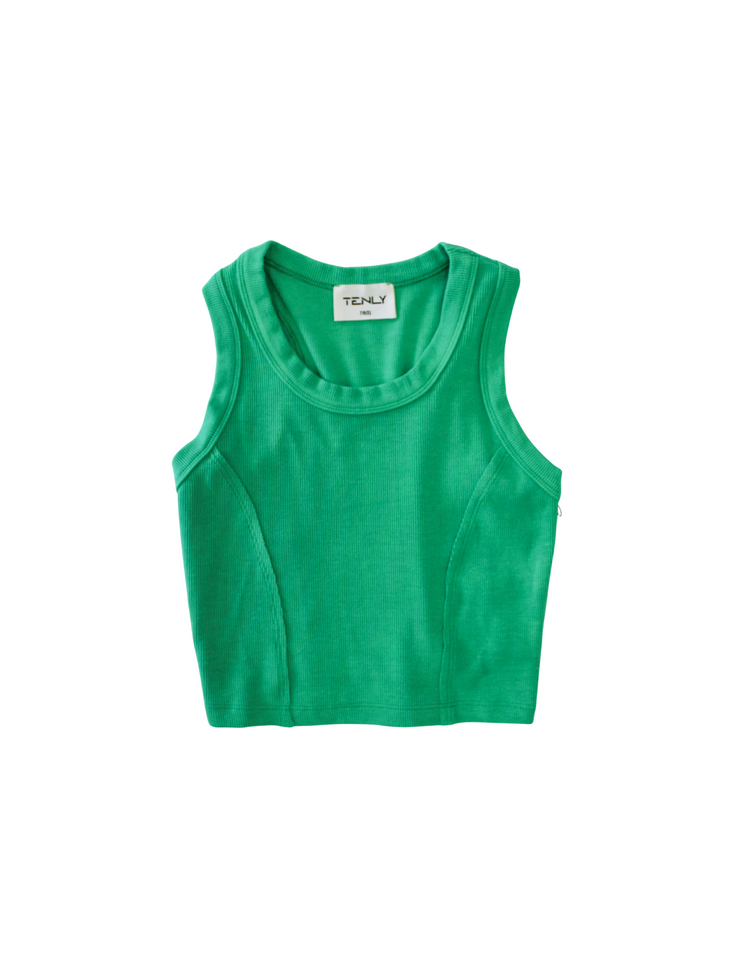 Tenly Seaweed Ribbed Racer Tank