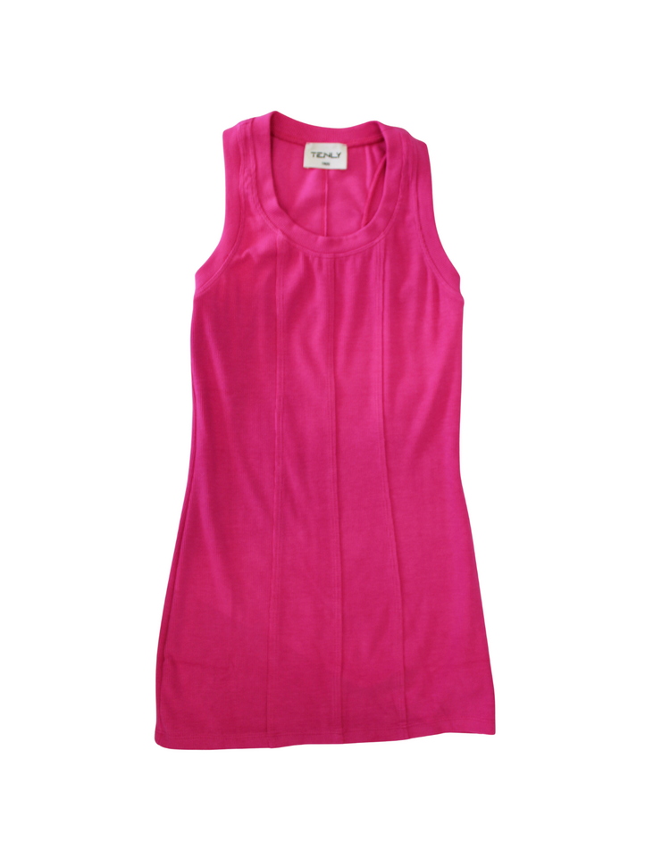 Tenly Dragonfruit Ribbed Tank Dress