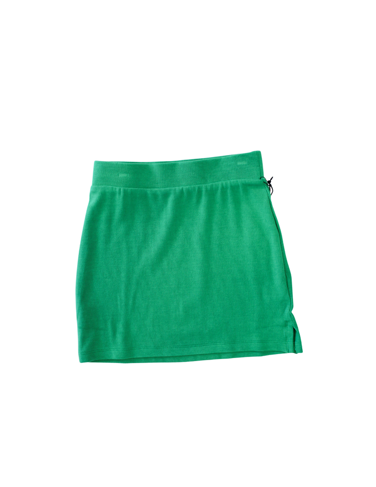 Tenly RIB SIDE SLIT MINI SKIRT SEAWEED