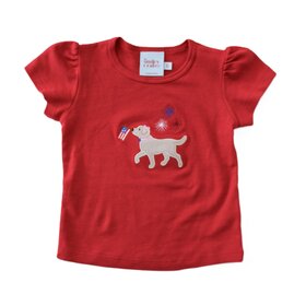 The Smiley Crab Red Dog w/Bow, Flag & Sparklers