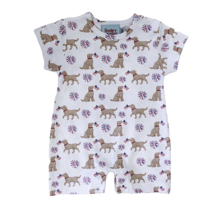 The Smiley Crab Dog w/Flag & Sparklers Romper