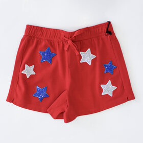 Paper Flower Red Sequins Stars Short