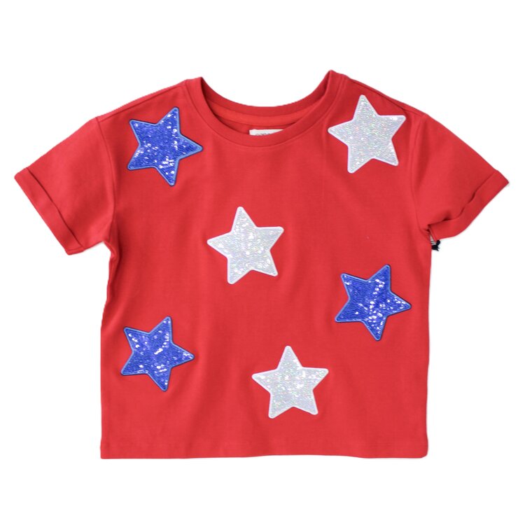Paper Flower Red Sequins Stars Shirt