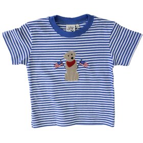 Luigi Kids Blue Stripe Dog with Flags Shirt
