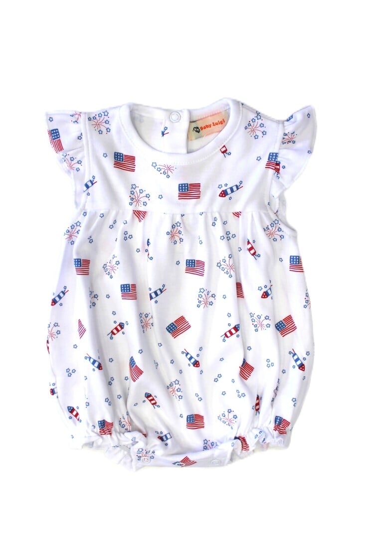 Luigi Kids Flutter Sleeve Patriotic Print Bubble