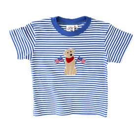 Luigi Kids Blue Stripe Dog with Flags Shirt