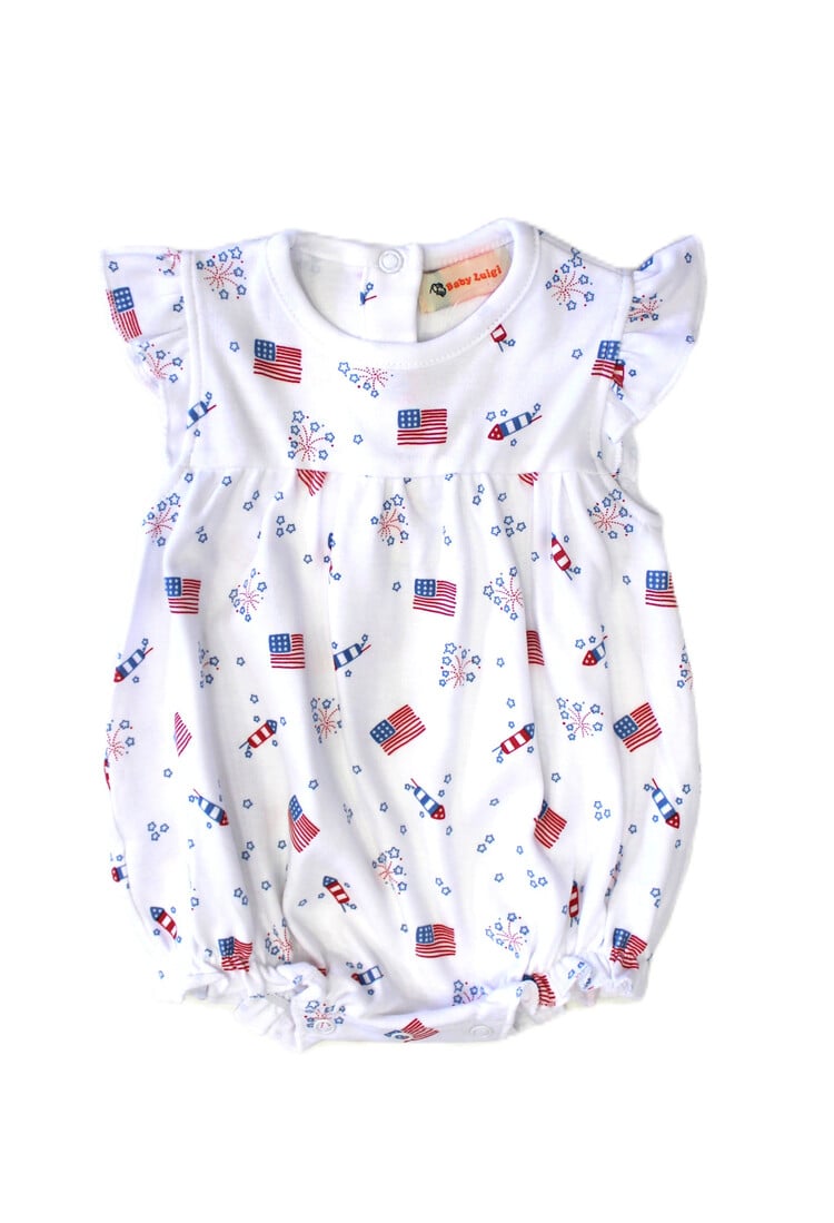 Luigi Kids Flutter Sleeve Patriotic Print Bubble