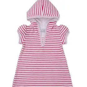 Kissy Kissy Fuchsia Stripe Terry Hooded Cover Up
