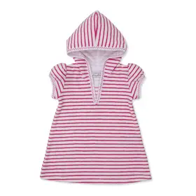 Kissy Kissy Fuchsia Stripe Terry Hooded Cover Up