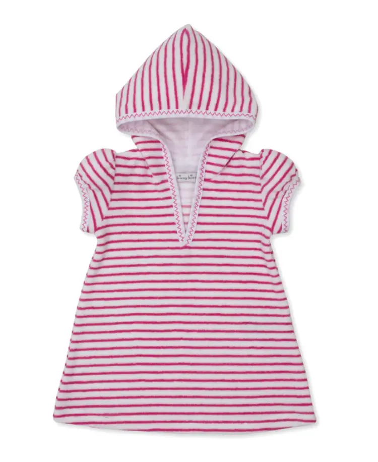 Kissy Kissy Fuchsia Stripe Terry Hooded Cover Up