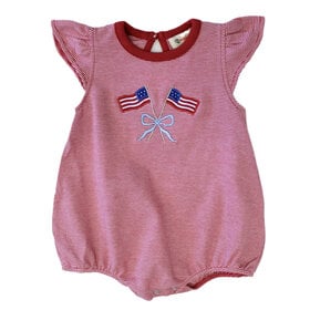 Luigi Kids Red Stripe American Flag Bow Bubble