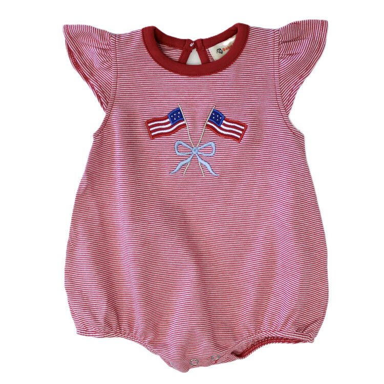 Luigi Kids Red Stripe American Flag Bow Bubble