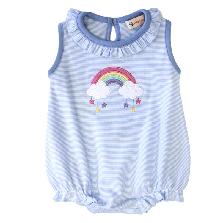 Luigi Kids Blue Stripe Rainbow Romper